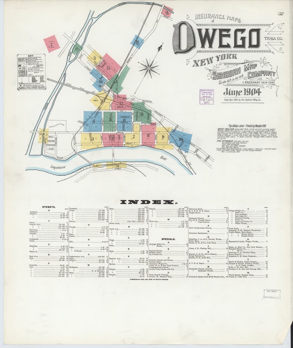 Owego, New York - 1904 Sanborn Map