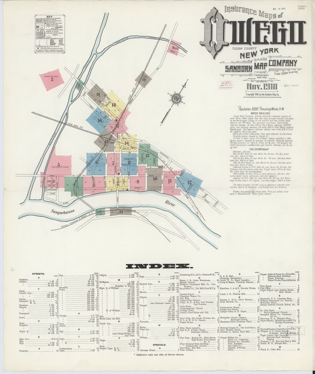 Owego, New York - 1910 Sanborn Map