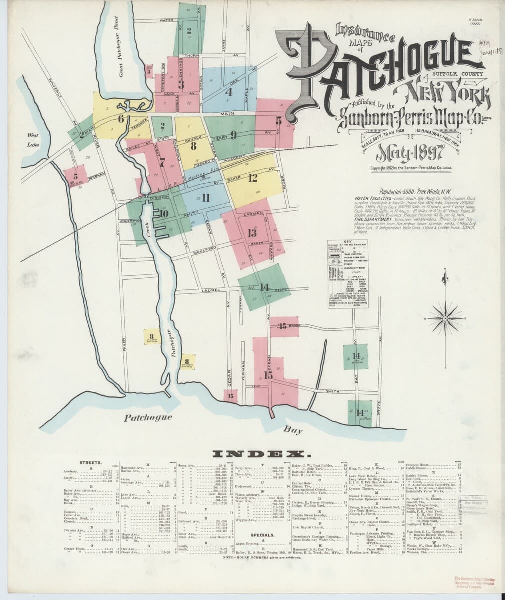 Patchogue, New York - 1897 Sanborn Map