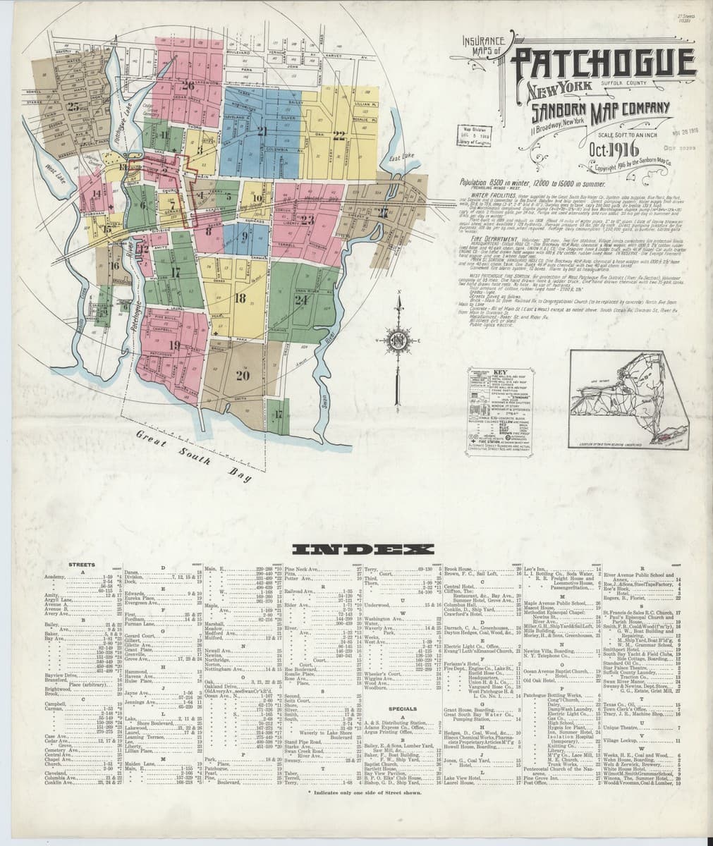 Patchogue, New York - 1916 Sanborn Map