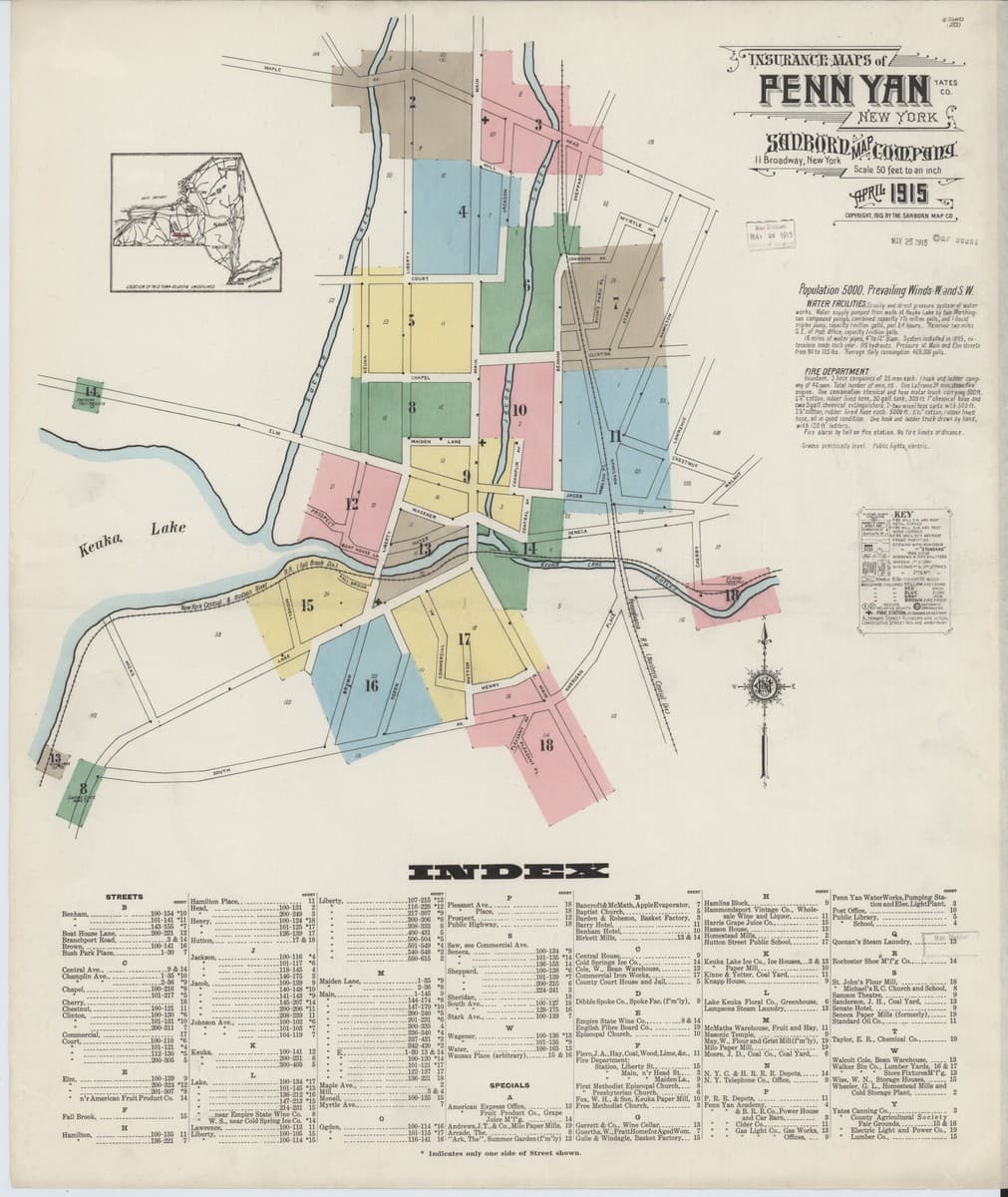 Penn Yan, New York - 1915 Sanborn Map