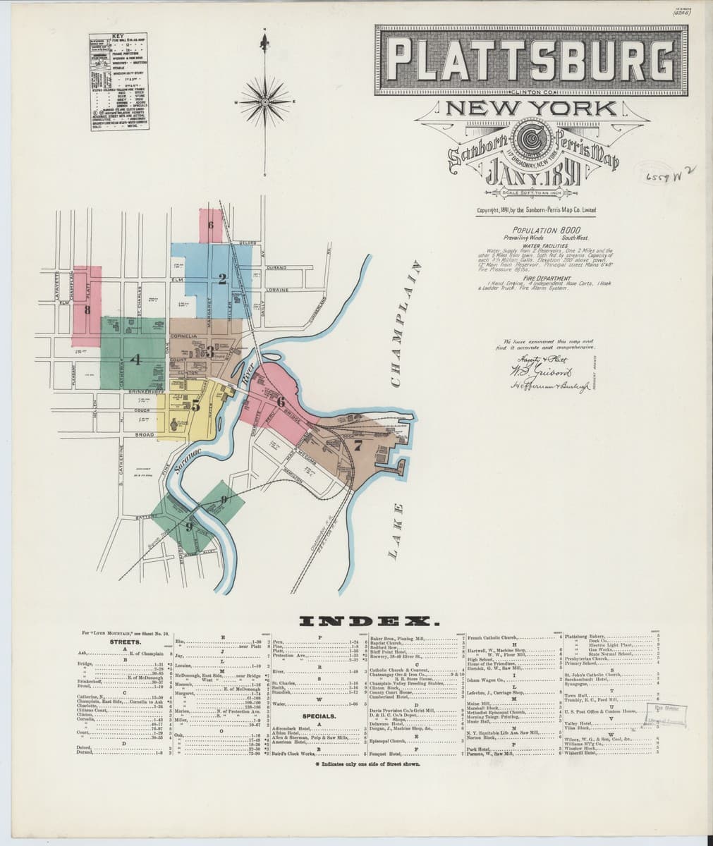 Plattsburg, New York - 1891 Sanborn Map