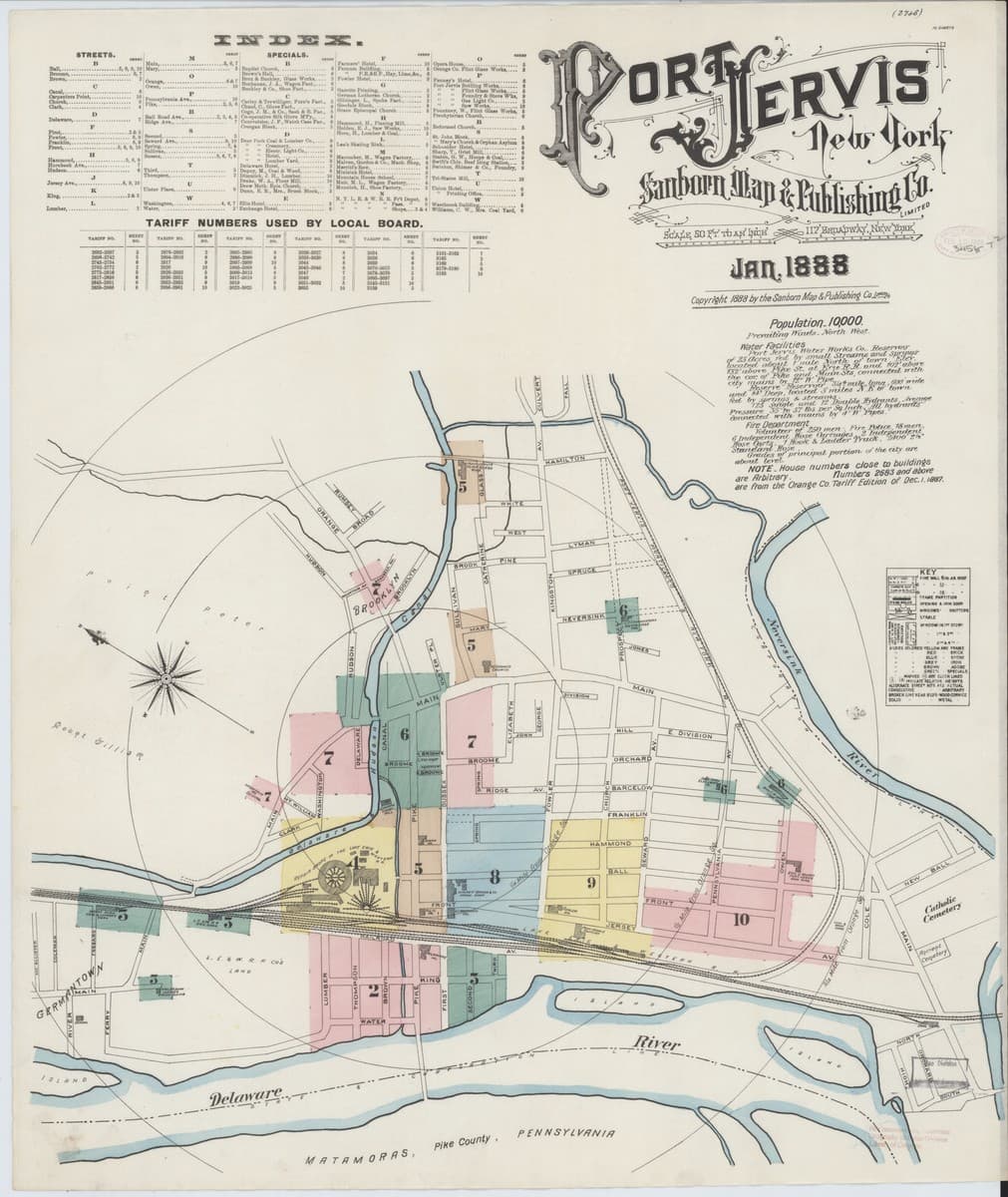 Port Jervis, New York - 1888 Sanborn Map