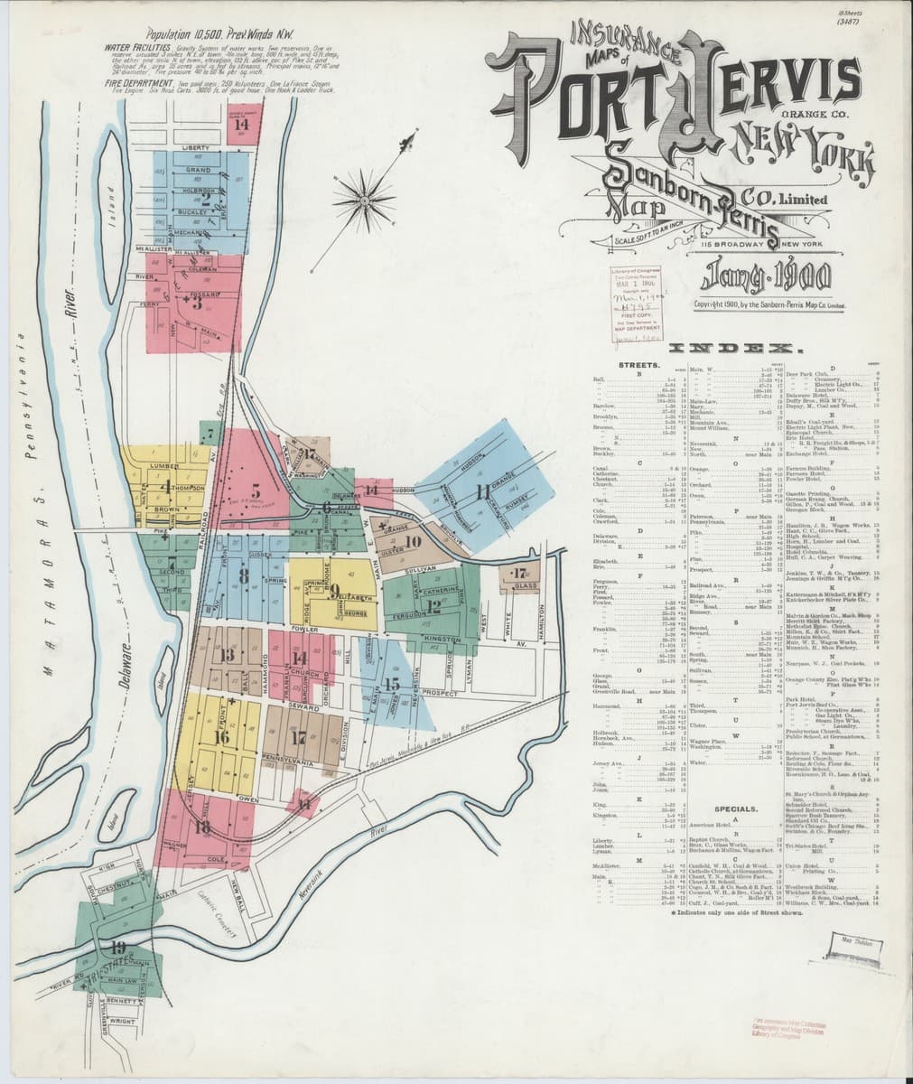 Port Jervis, New York - 1900 Sanborn Map