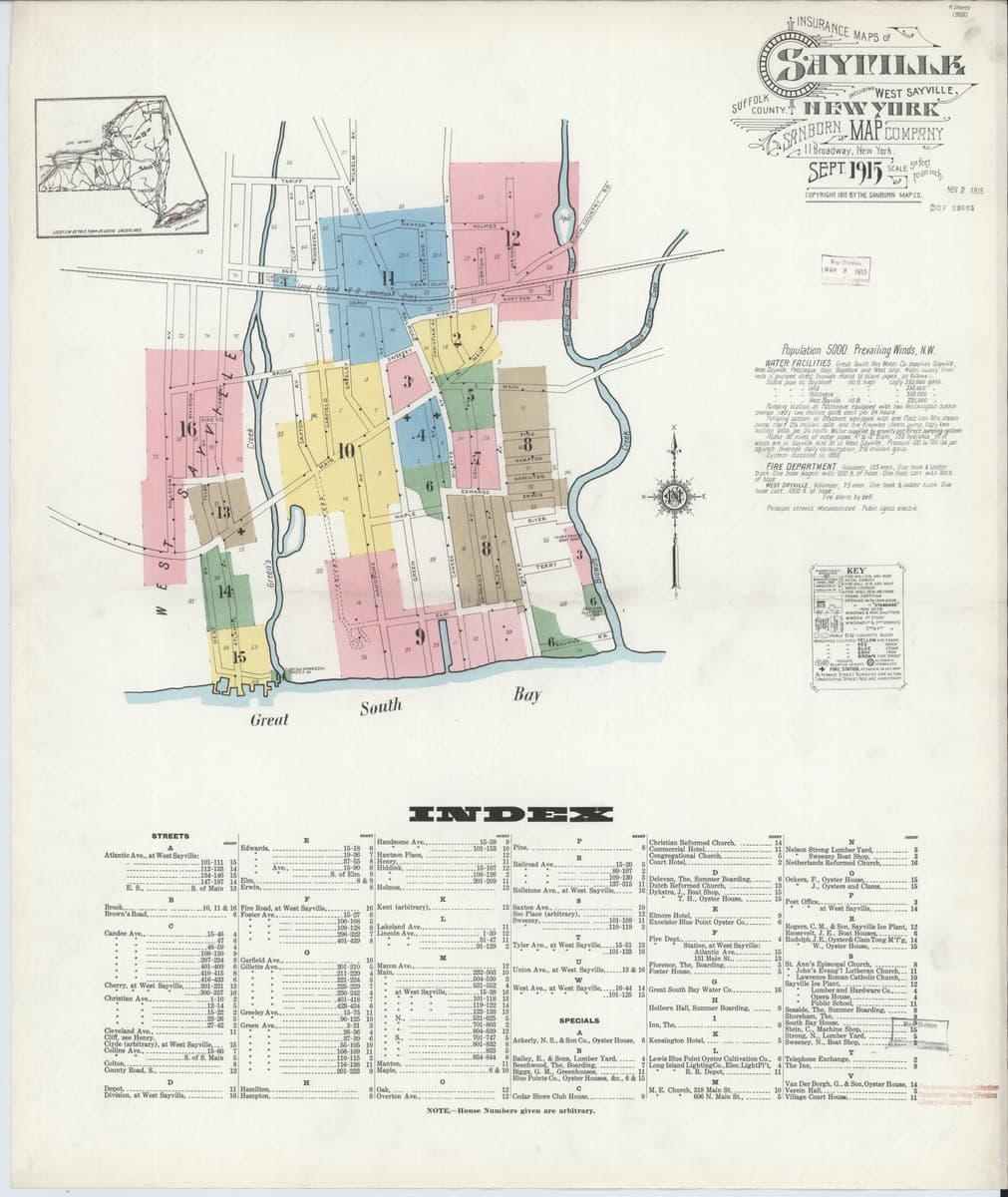 Sayville, New York - 1915 Sanborn Map