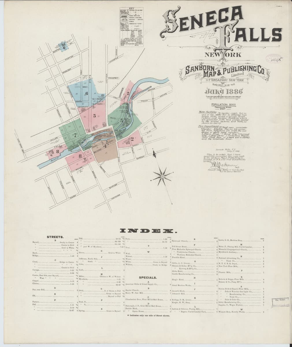 Seneca Falls, New York - 1886 Sanborn Map