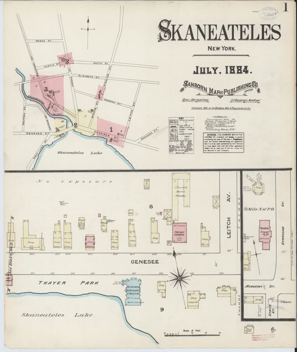 Skaneateles, New York - 1884 Sanborn Map