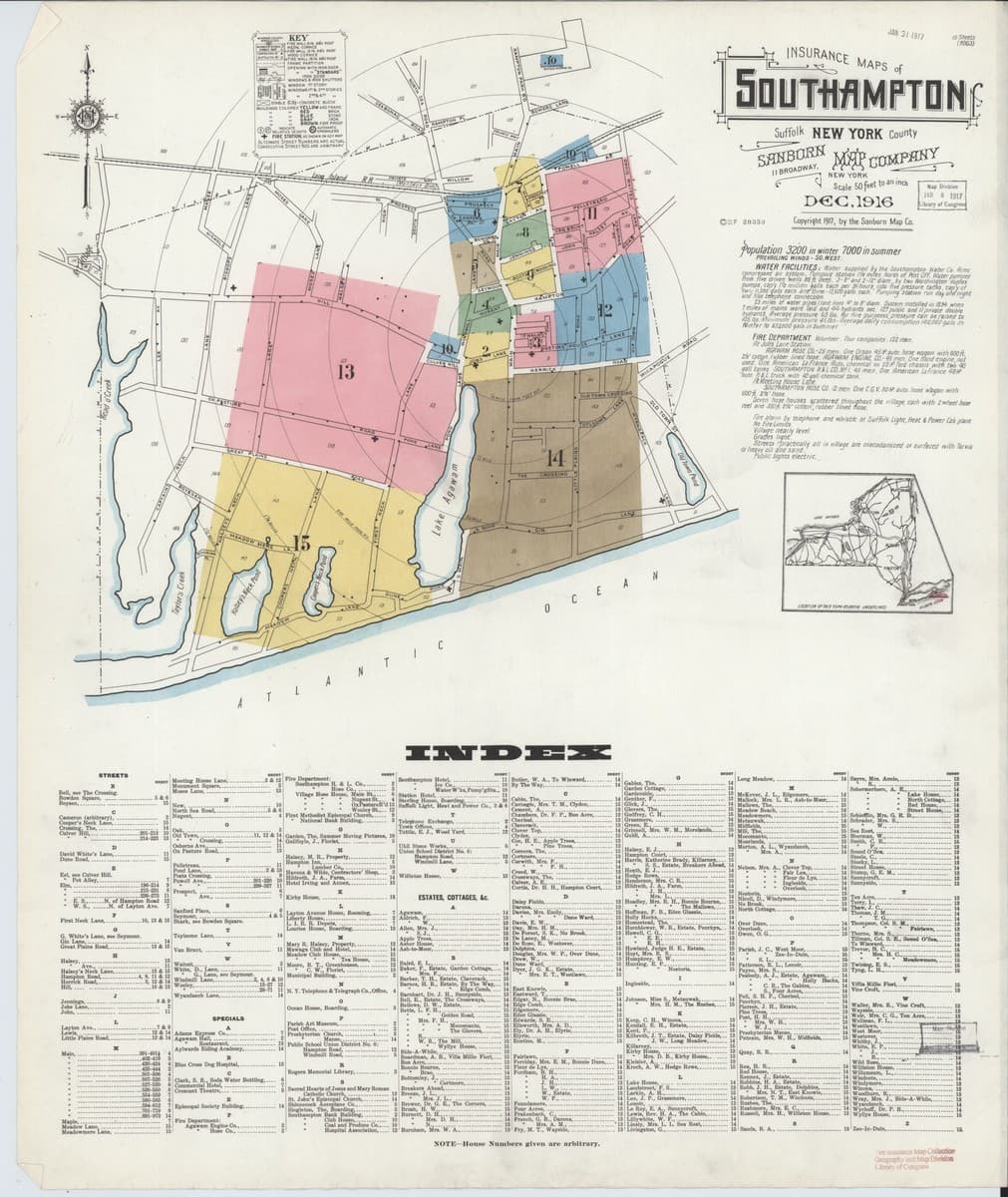 Southampton, New York - 1916 Sanborn Map