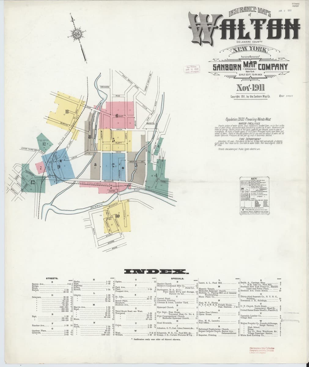 Walton, New York - 1911 Sanborn Map
