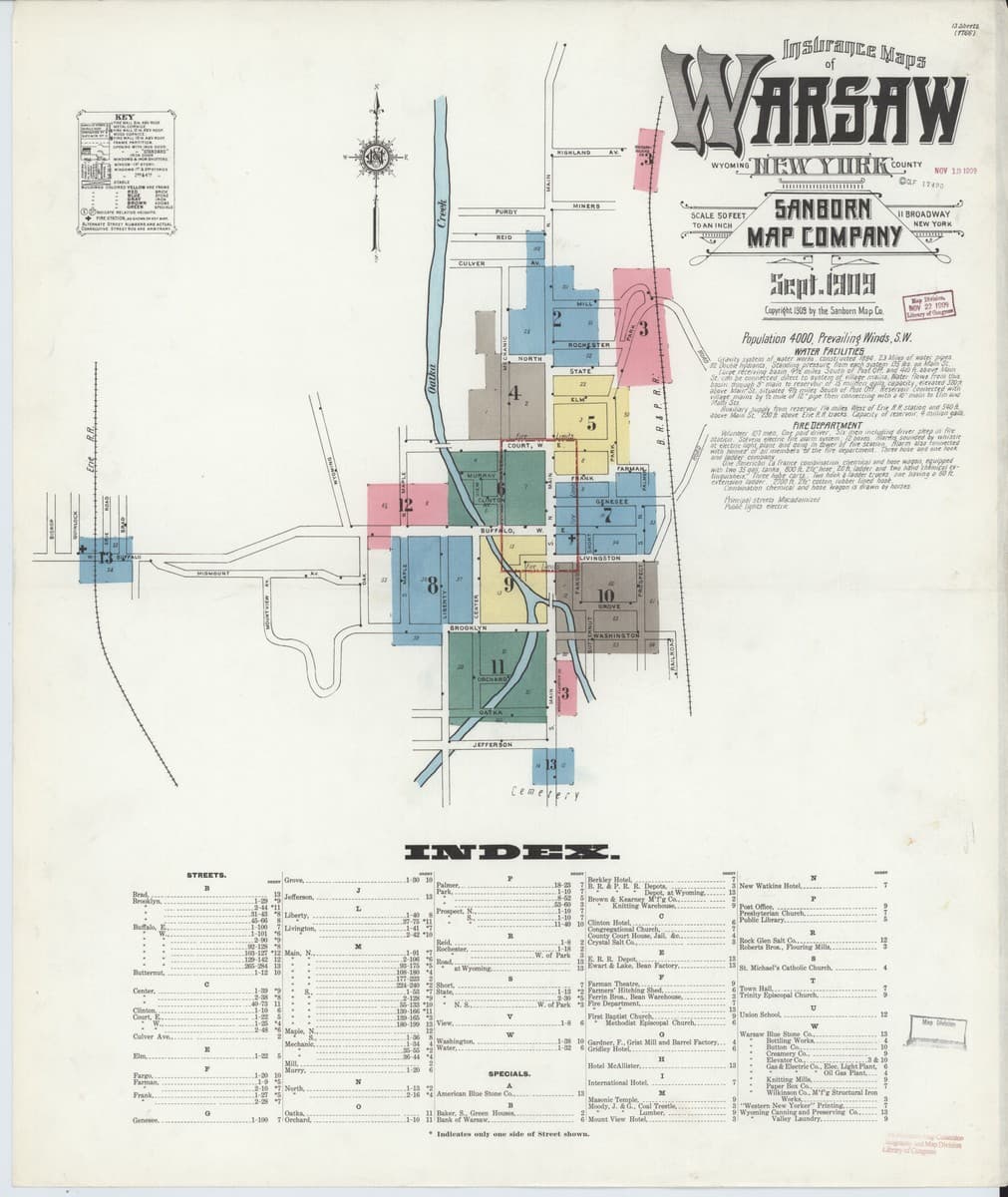 Warsaw, New York - 1909 Sanborn Map