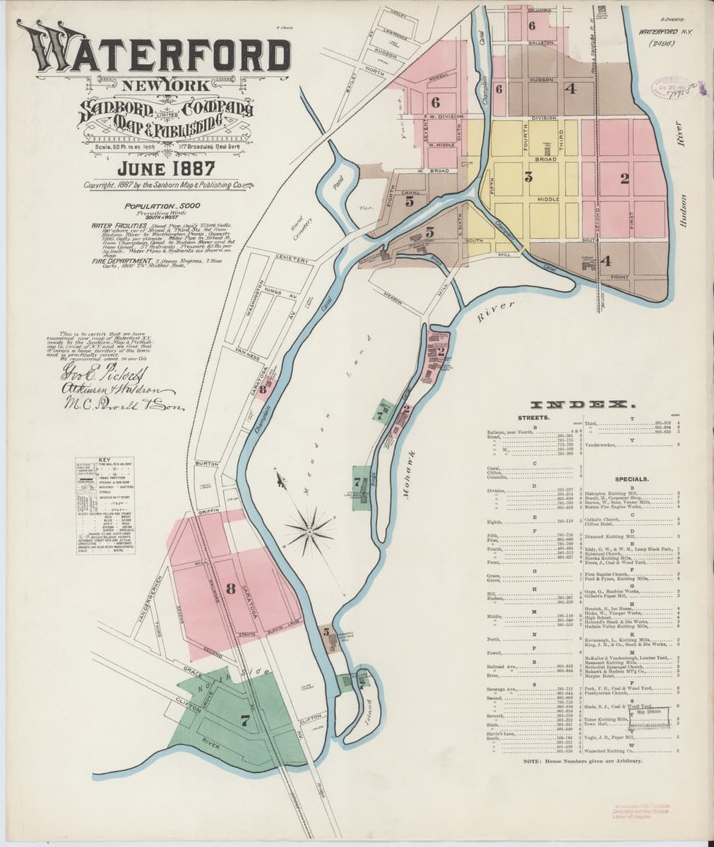 Waterford, New York - 1887 Sanborn Map