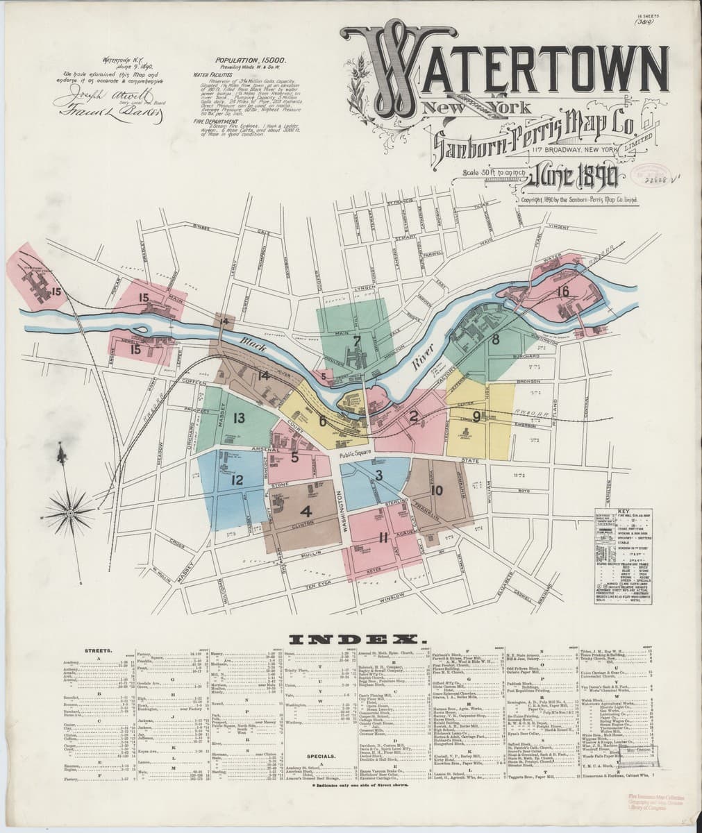 Watertown, New York - 1890 Sanborn Map