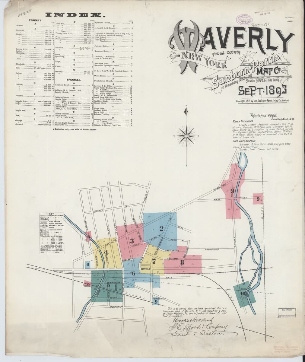 Waverly, New York - 1893 Sanborn Map