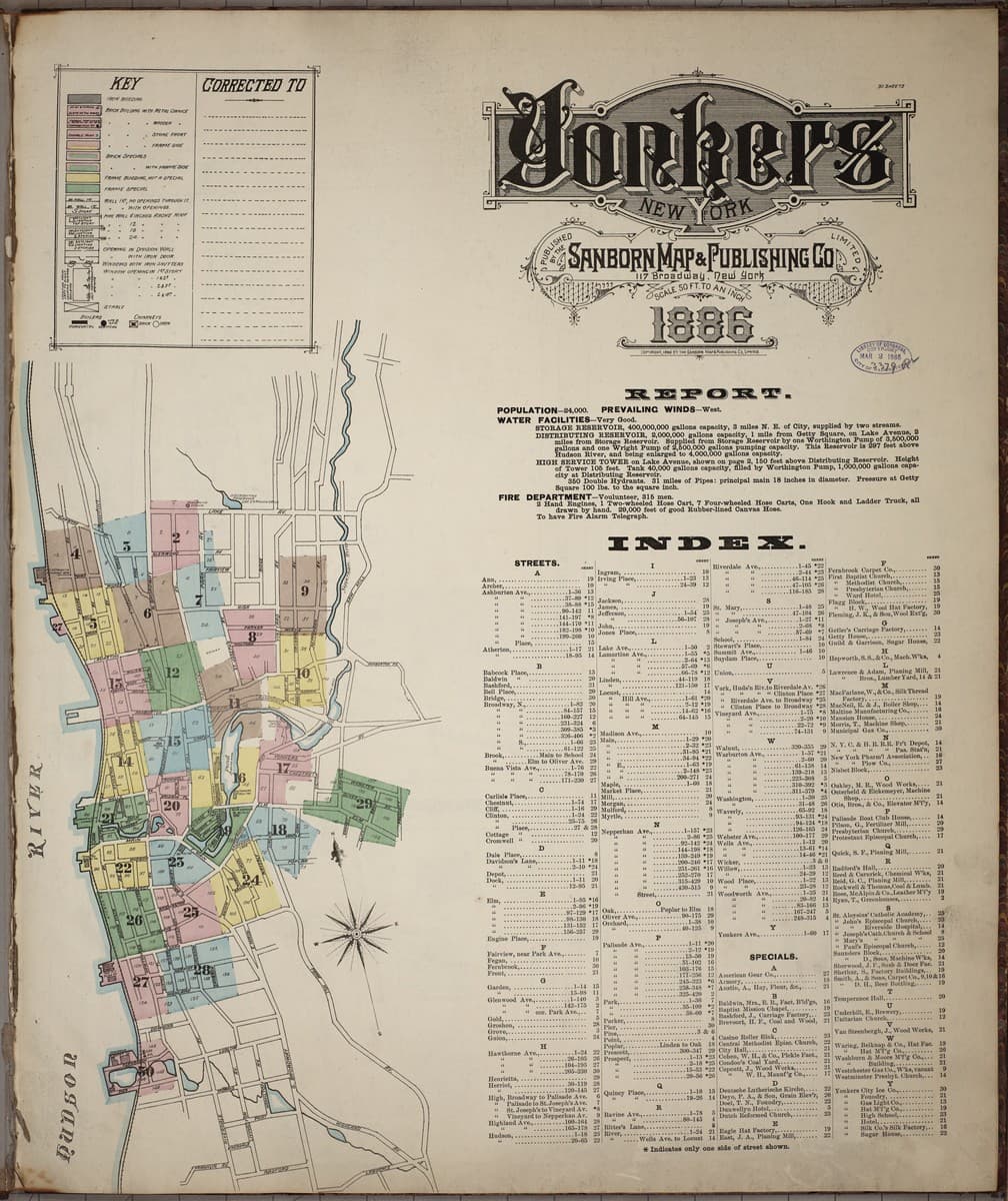 Yonkers, New York - 1886 Sanborn Map