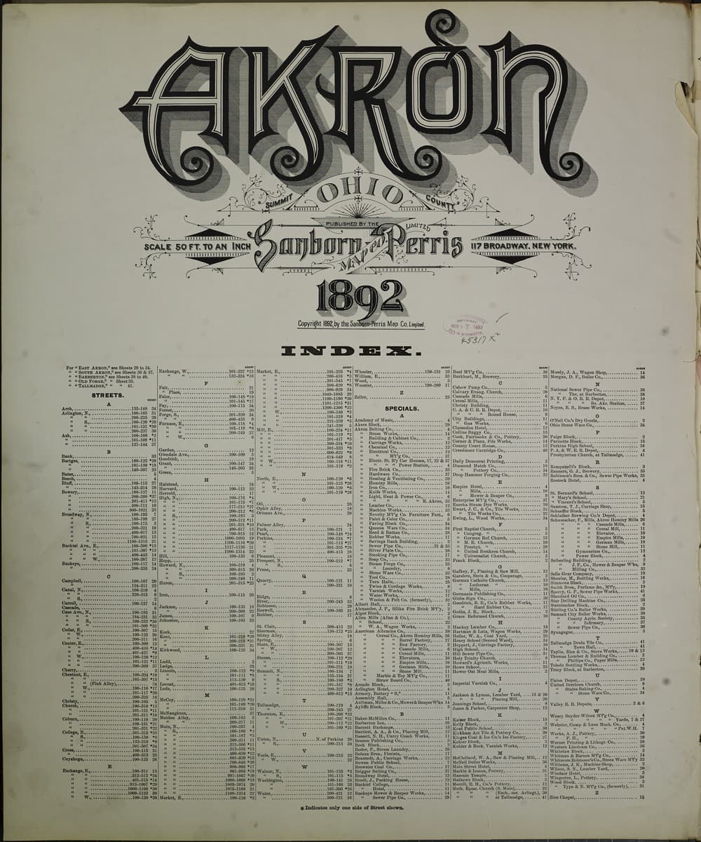 Framed print of Akron, Ohio (1892)