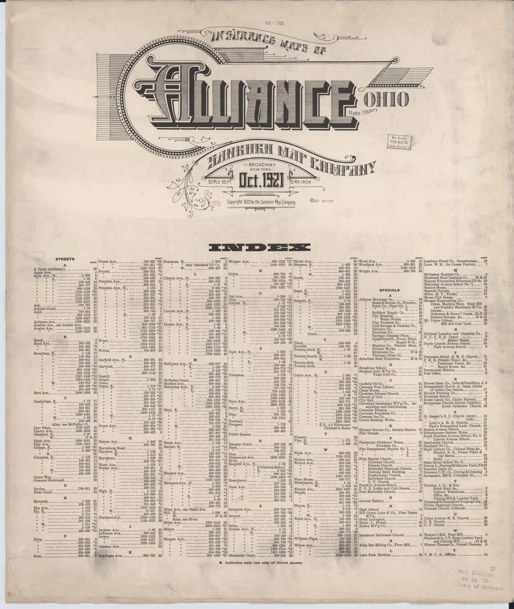 Alliance, Ohio - 1921 Sanborn Map