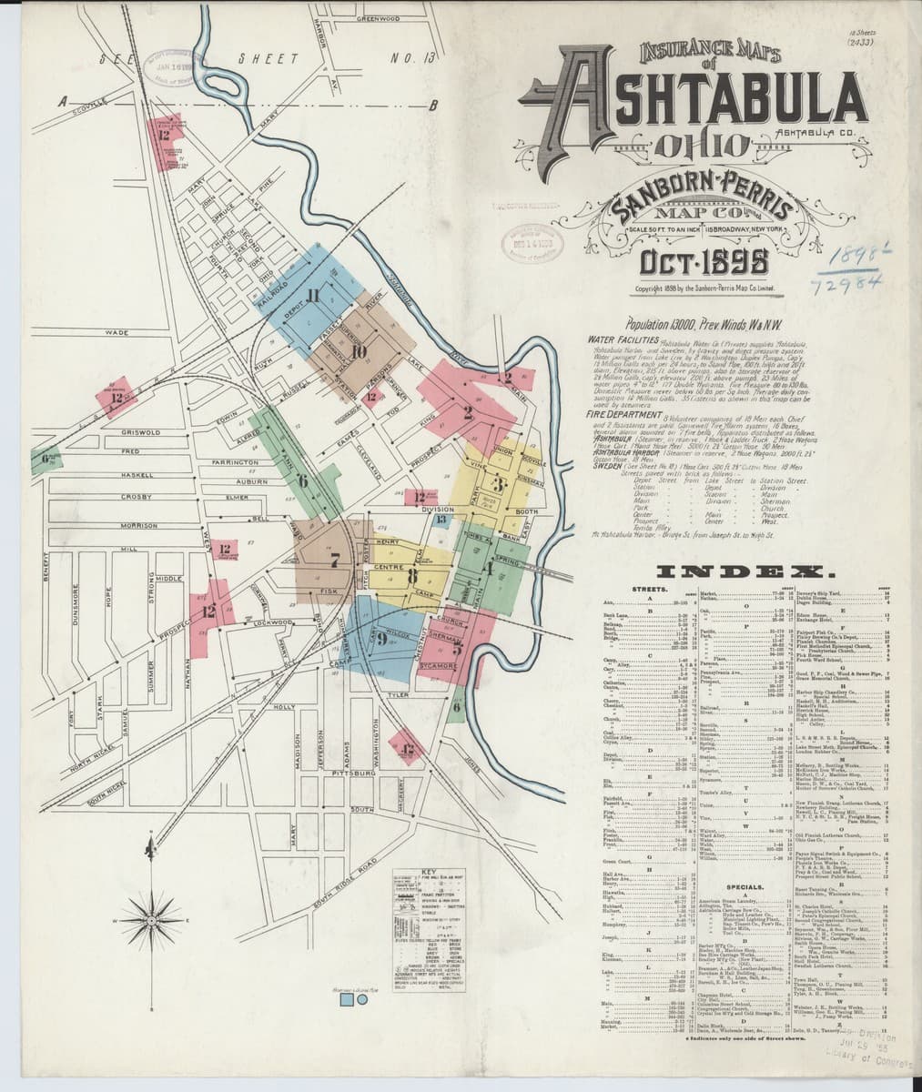 Ashtabula, Ohio - 1898 Sanborn Map
