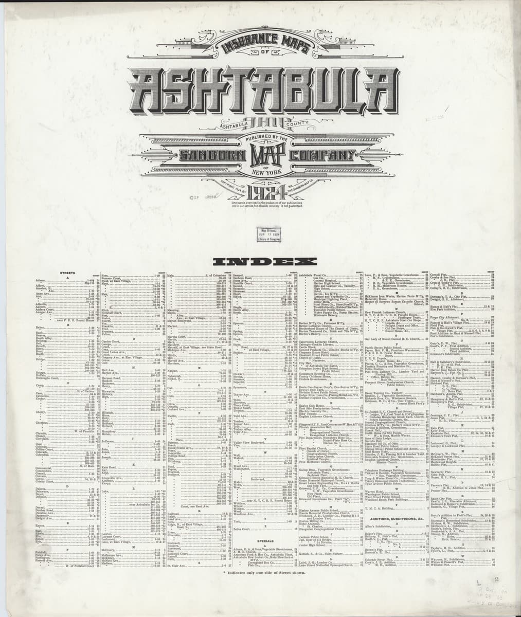 Ashtabula, Ohio - 1924 Sanborn Map