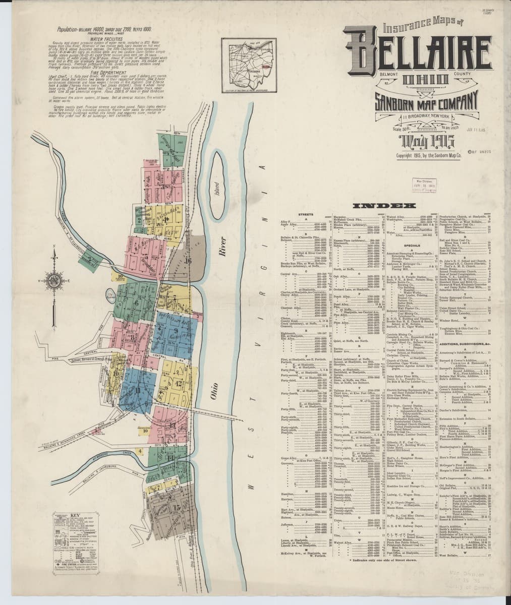 Bellaire, Ohio - 1915 Sanborn Map