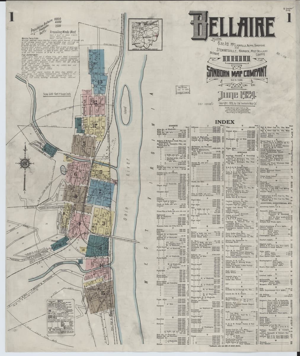 Bellaire, Ohio - 1924 Sanborn Map