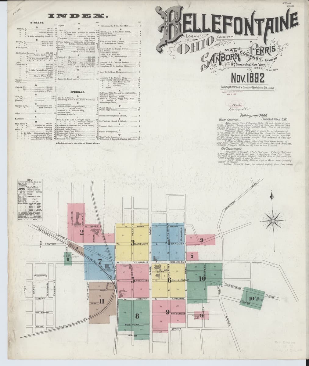 Bellefontaine, Ohio - 1892 Sanborn Map