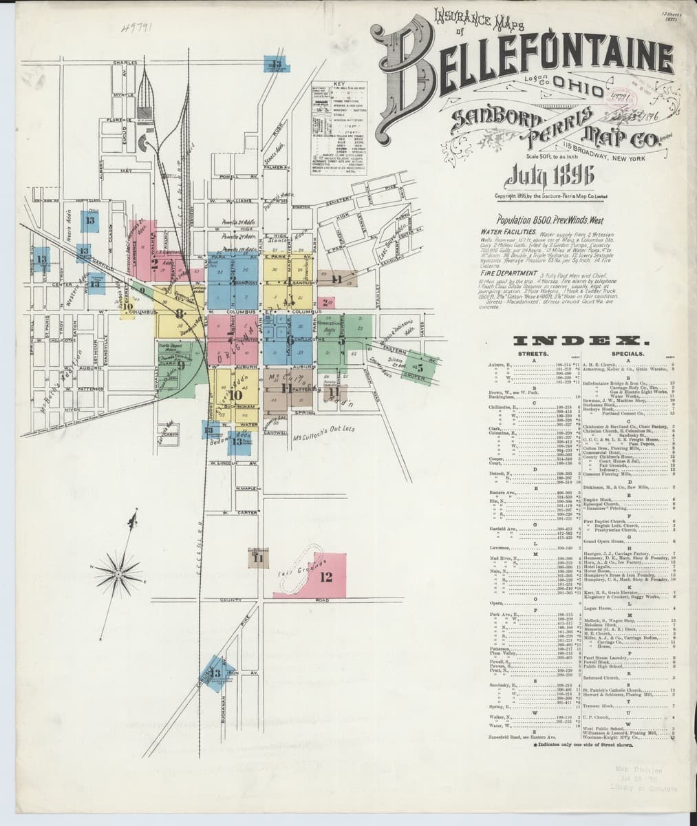 Bellefontaine, Ohio - 1896 Sanborn Map