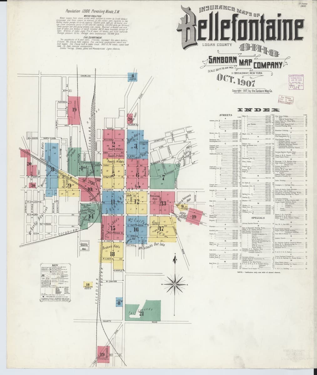Bellefontaine, Ohio - 1907 Sanborn Map