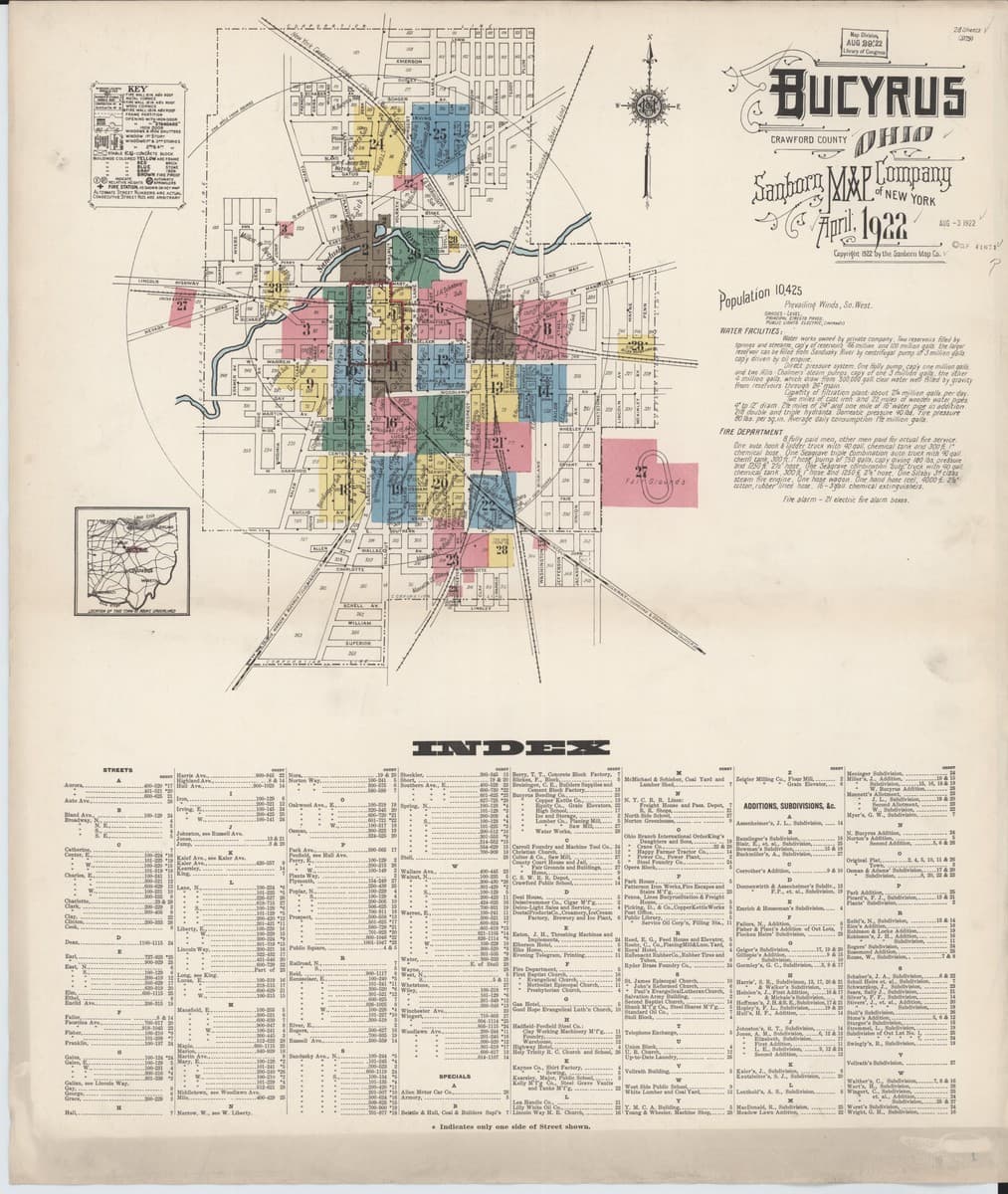 Bucyrus, Ohio - 1922 Sanborn Map