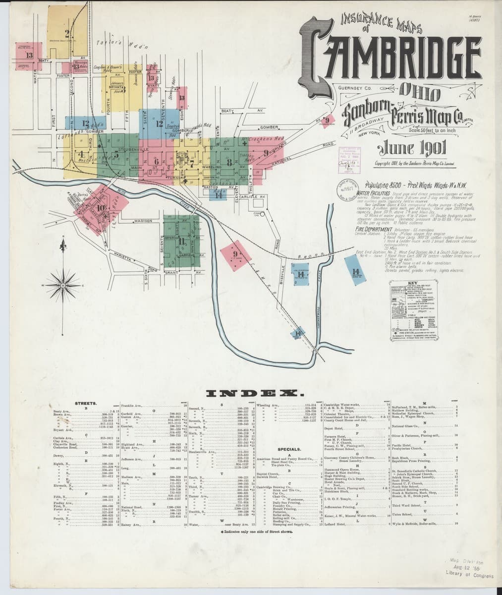 Cambridge, Ohio - 1901 Sanborn Map