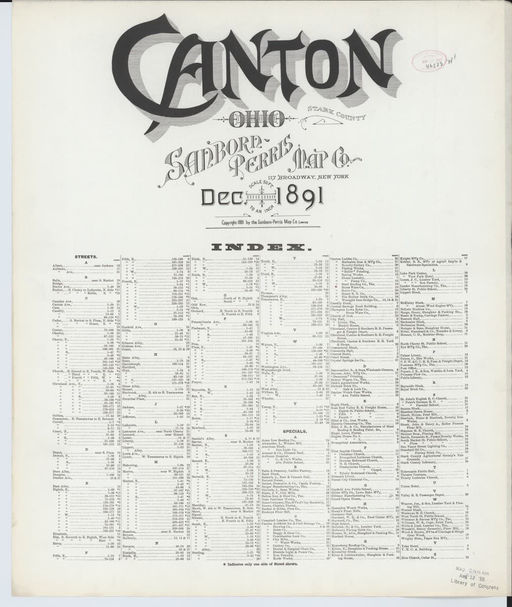 Canton, Ohio - 1891 Sanborn Map