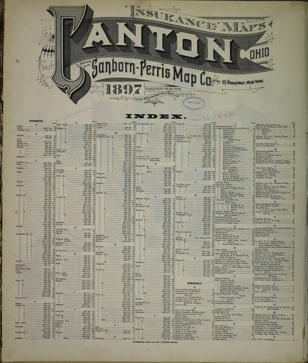 Canton, Ohio - 1897 Sanborn Map