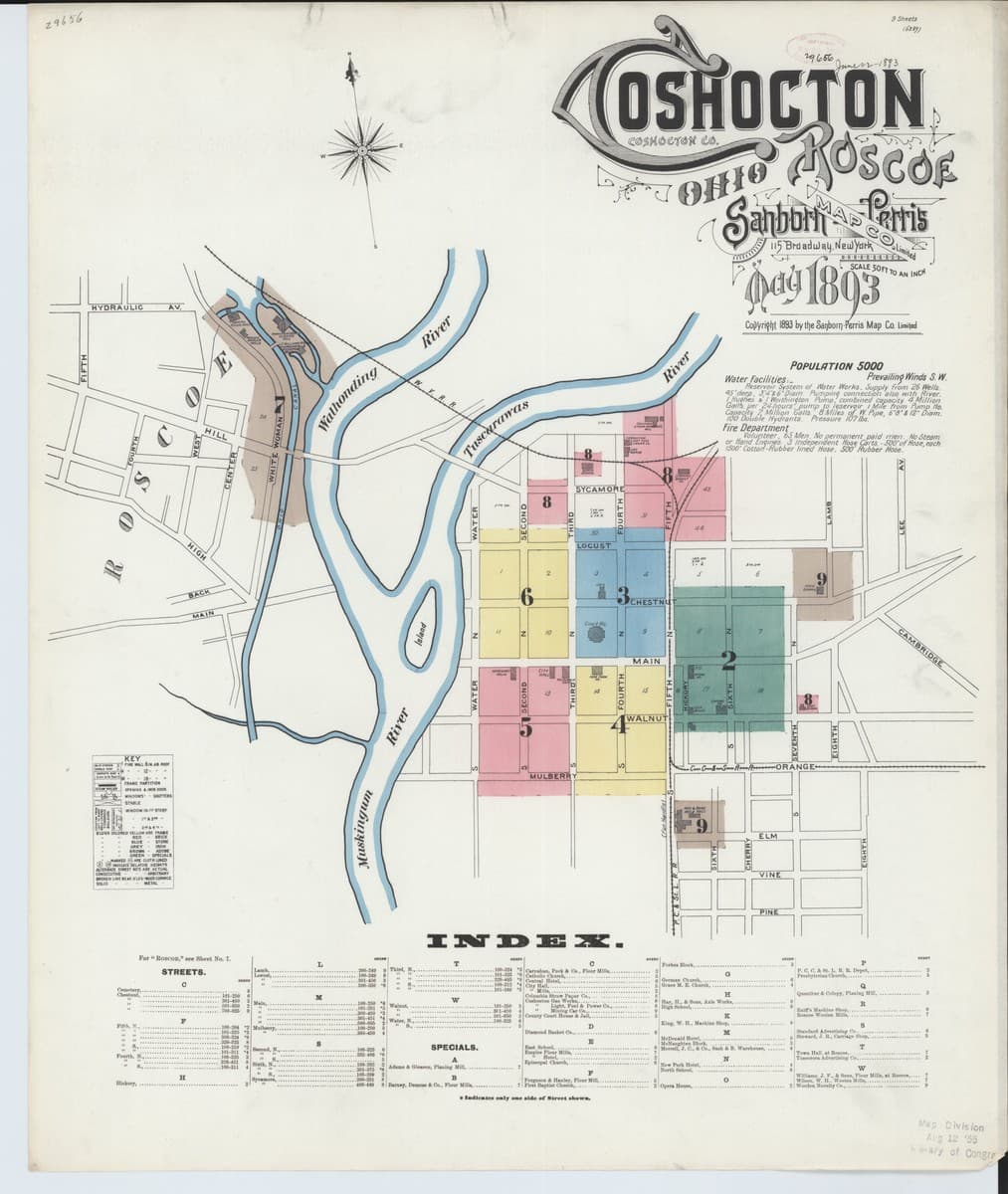 Coshocton, Ohio - 1893 Sanborn Map