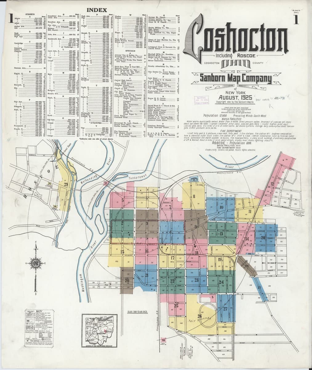 Coshocton, Ohio - 1925 Sanborn Map