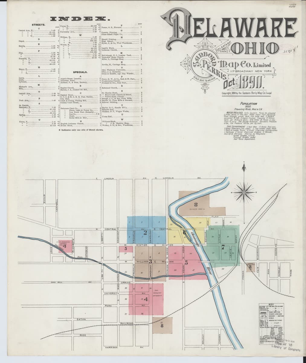 Delaware, Ohio - 1890 Sanborn Map