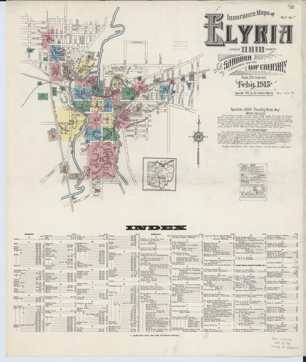 Elyria, Ohio - 1915 Sanborn Map