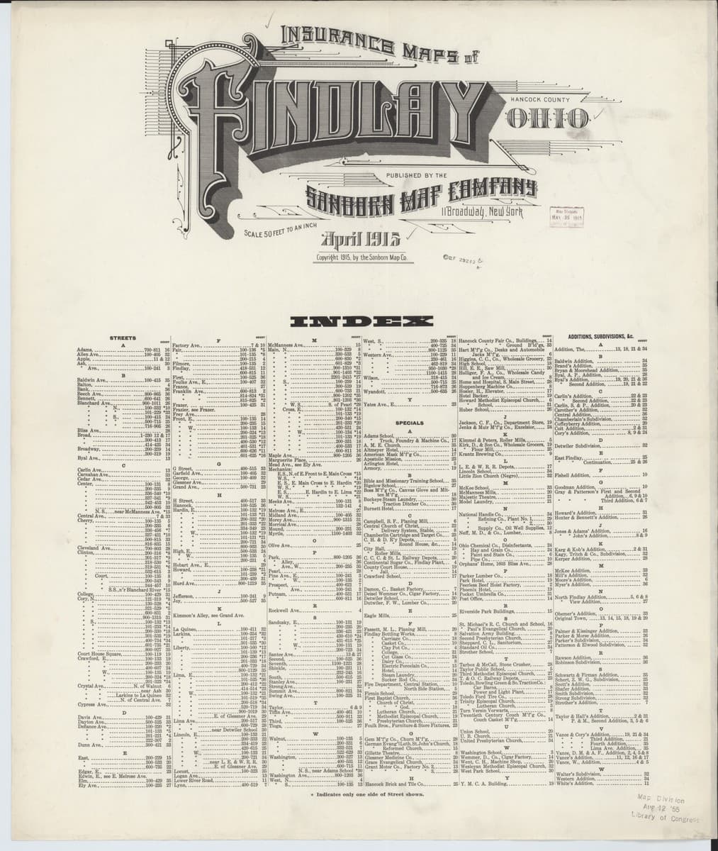 Findlay, Ohio - 1915 Sanborn Map