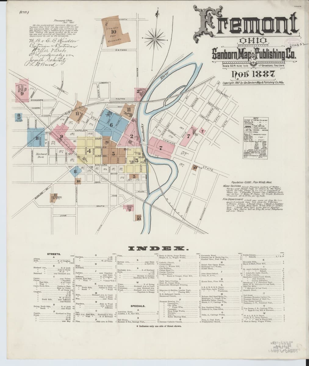 Fremont, Ohio - 1887 Sanborn Map