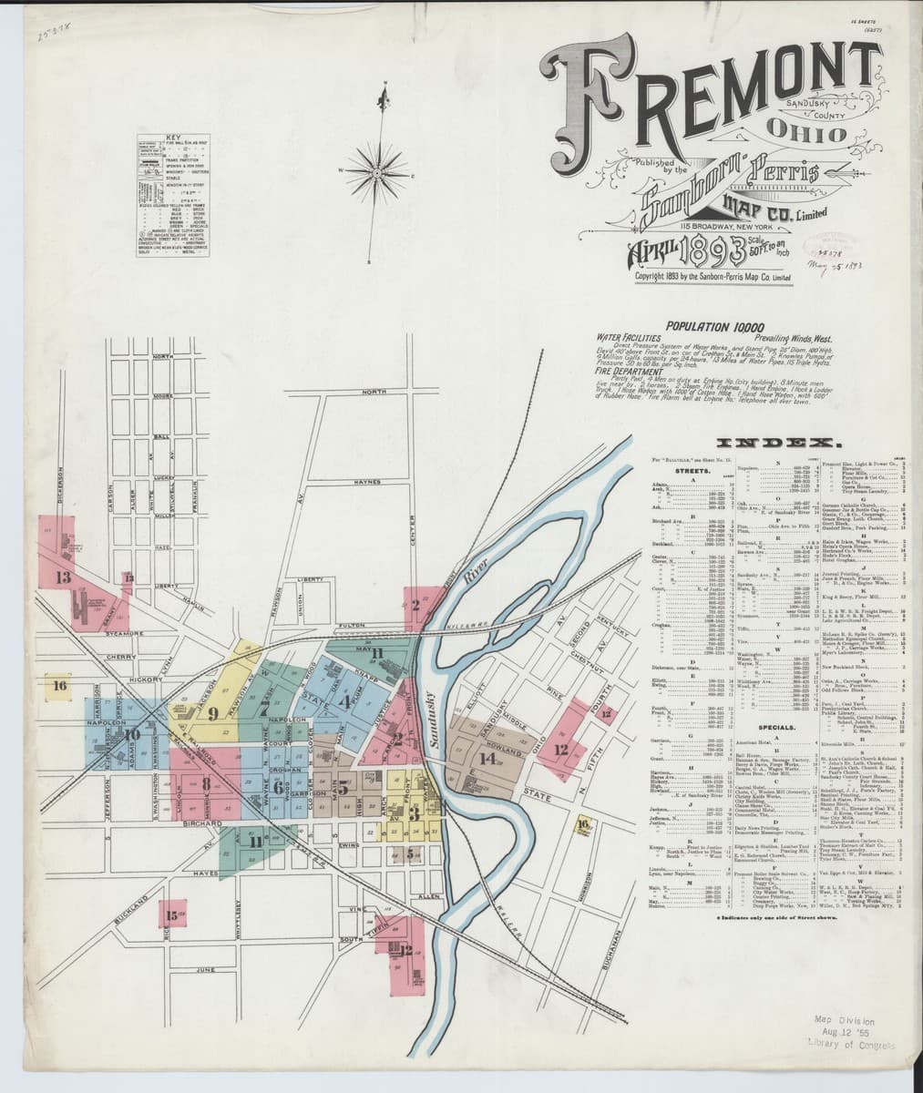 Fremont, Ohio - 1893 Sanborn Map