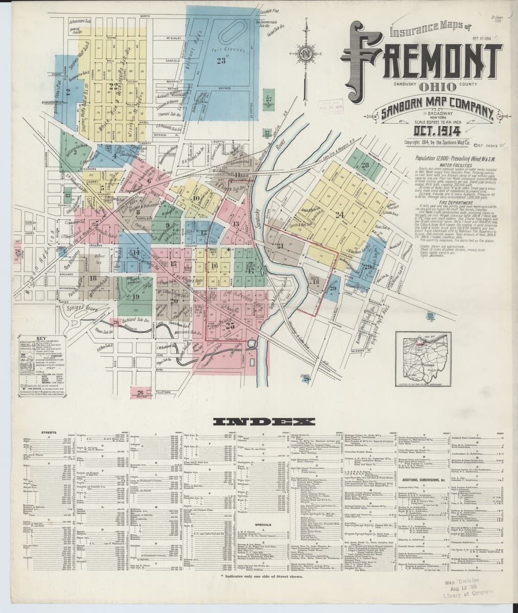 Fremont, Ohio - 1914 Sanborn Map