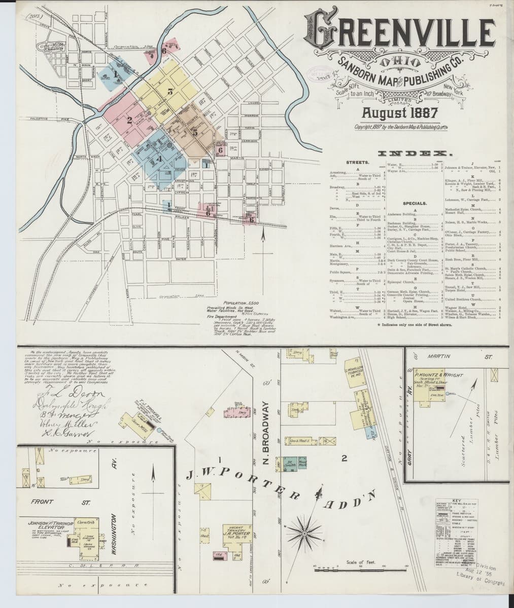 Greenville, Ohio - 1887 Sanborn Map