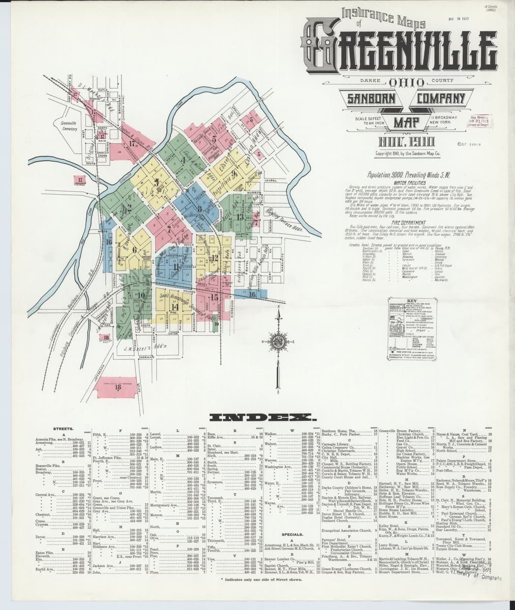 Greenville, Ohio - 1910 Sanborn Map