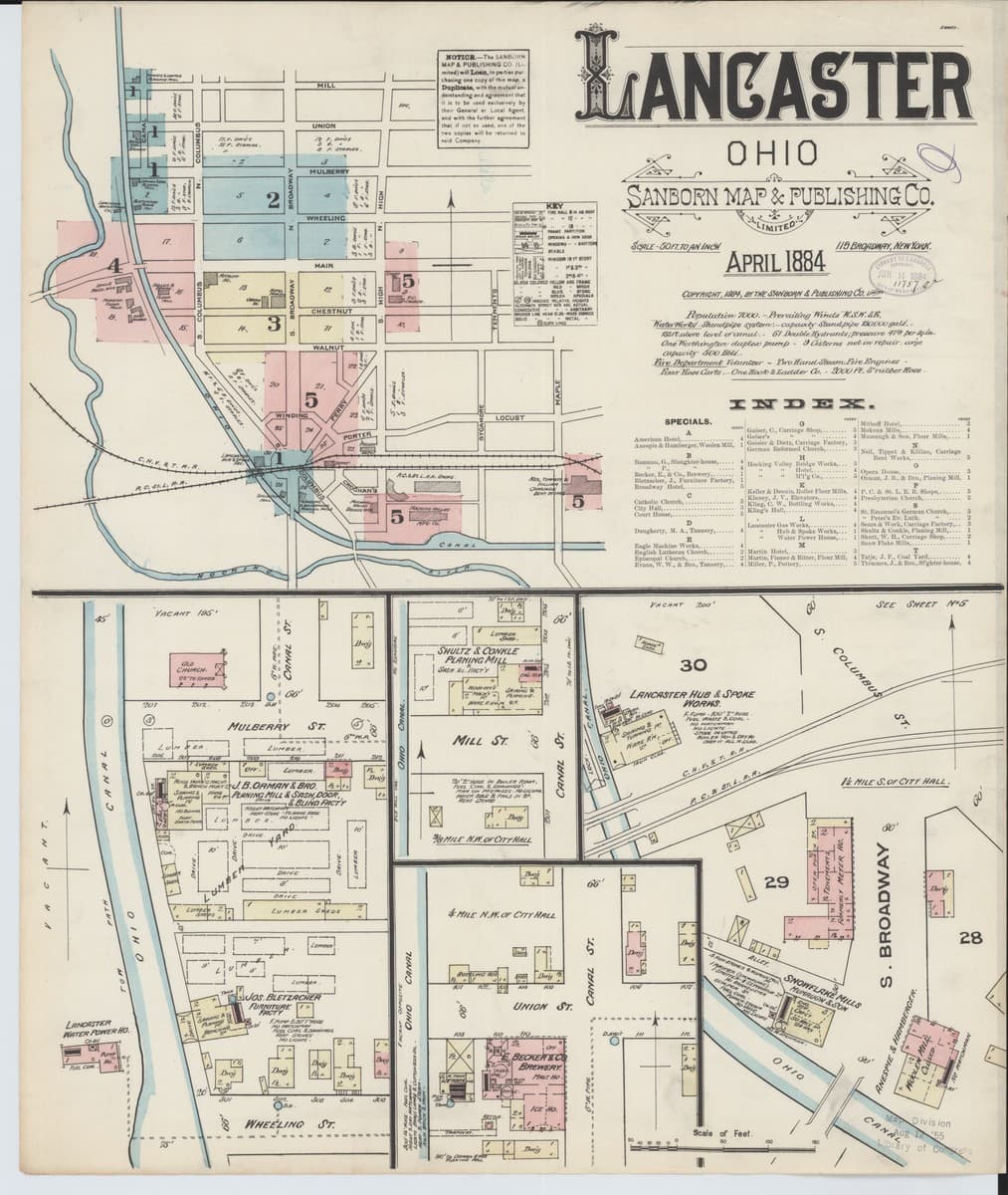 Lancaster, Ohio - 1884 Sanborn Map