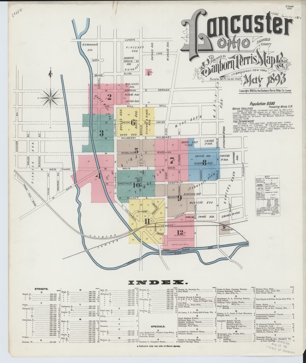 Lancaster, Ohio - 1893 Sanborn Map