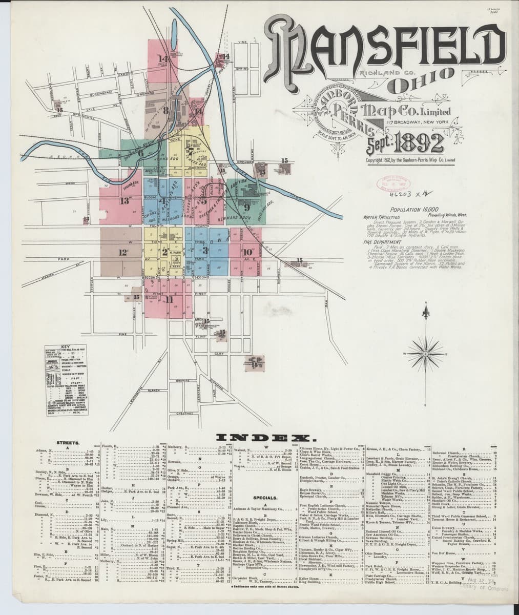 Mansfield, Ohio - 1892 Sanborn Map