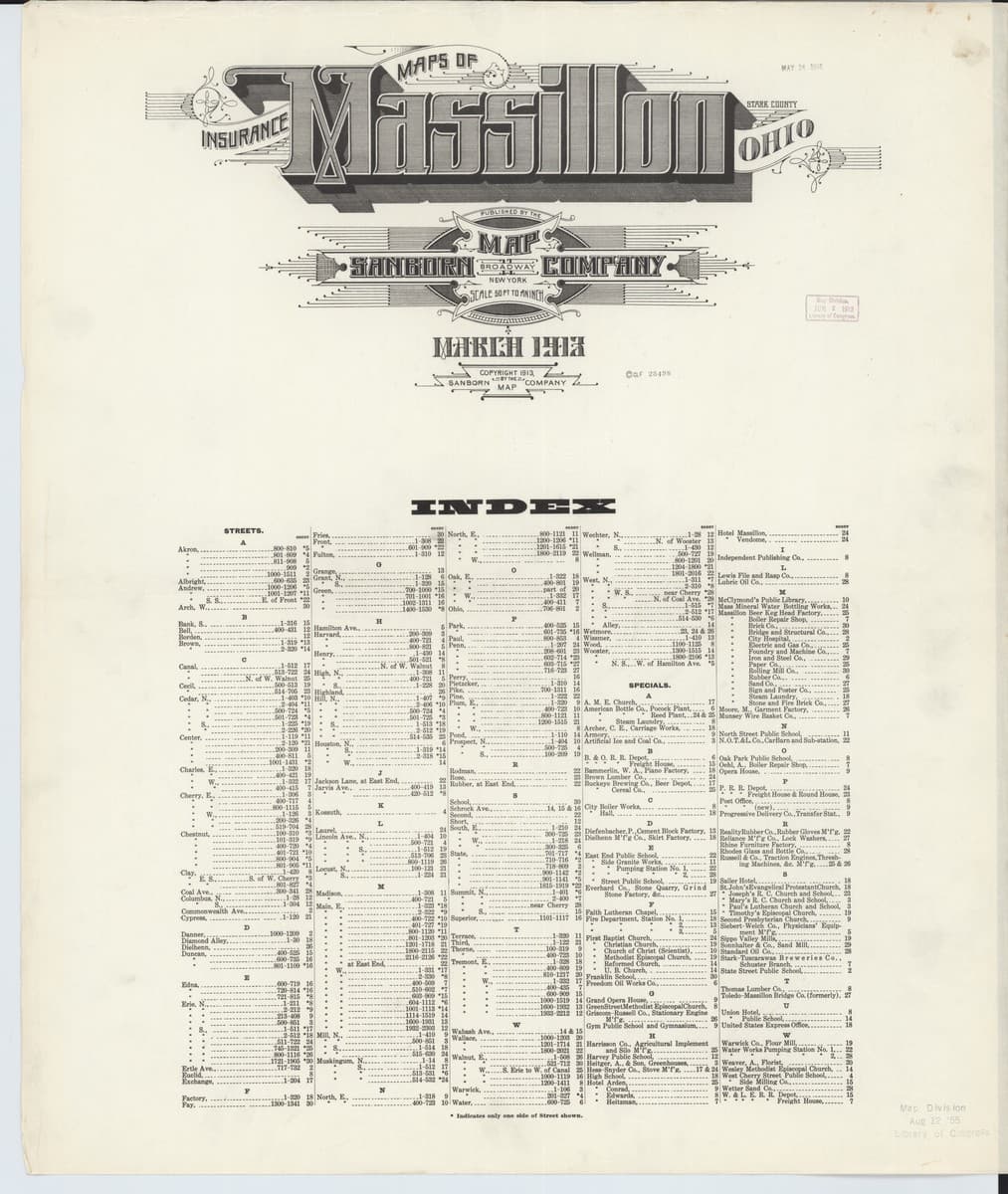 Massillon, Ohio - 1913 Sanborn Map