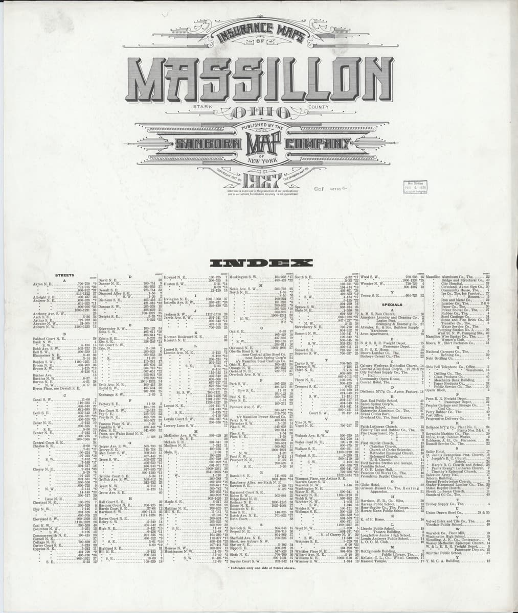 Massillon, Ohio - 1927 Sanborn Map