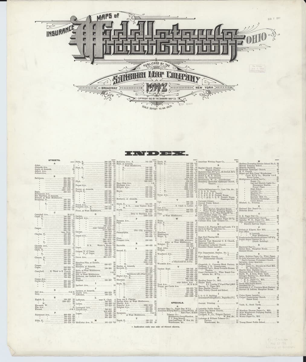 Middletown, Ohio - 1912 Sanborn Map