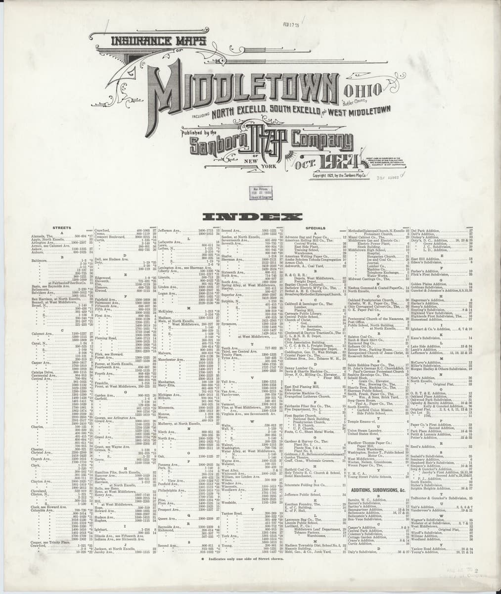 Middletown, Ohio - 1924 Sanborn Map