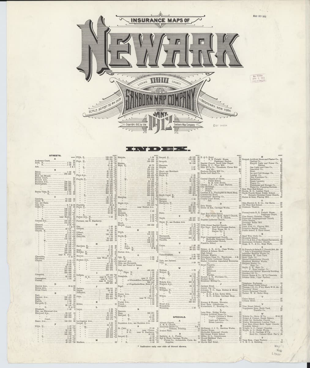 Newark, Ohio - 1912 Sanborn Map