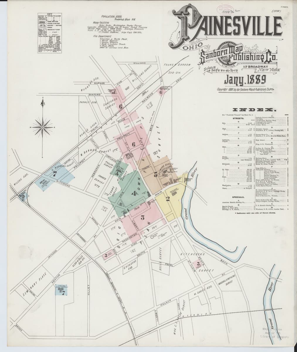 Painesville, Ohio - 1889 Sanborn Map